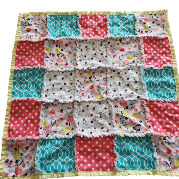 NEW Homemade Newborn Rag Quilt/ Doll Blanket/Pet Quilt/Security - Picture 6 of 10